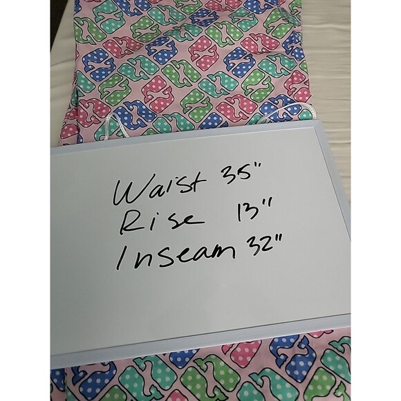 VINEYARD VINES Pajama Pants Womens L Cotton Woven Pink Blue Green Whale Print - Picture 7 of 7